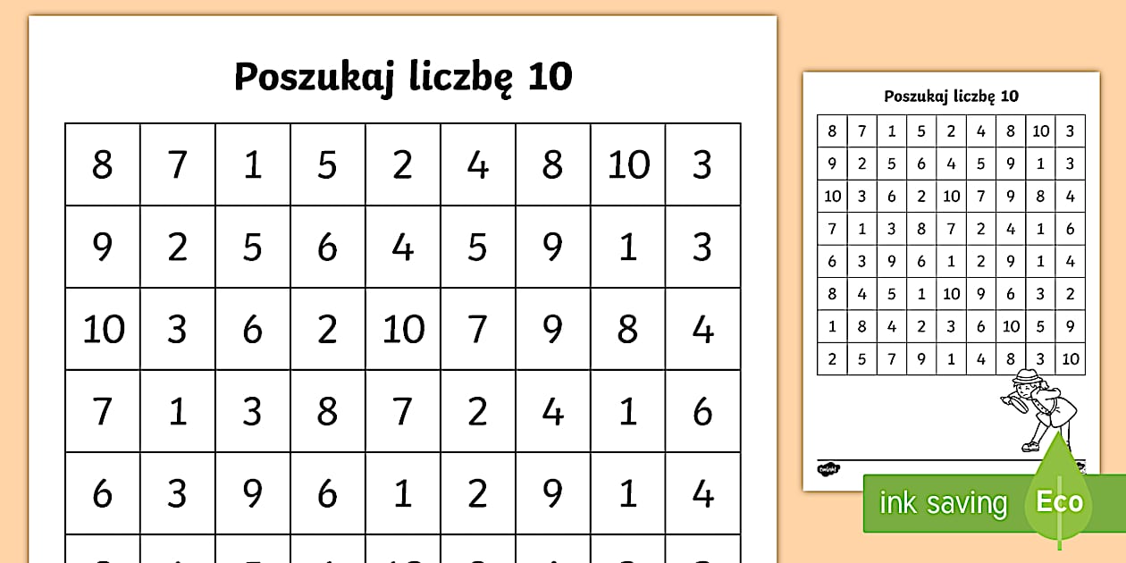 Cyfra 10 | Karta pracy | Znajdź liczbę 10 - Twinkl