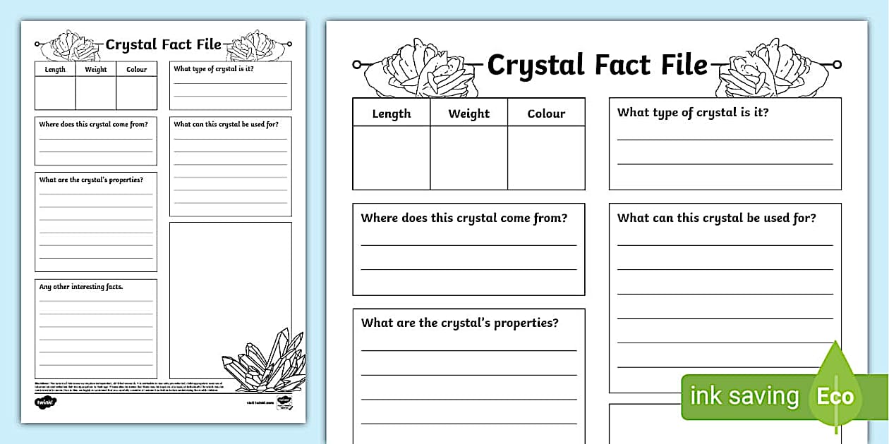 Crystal Fact File (teacher made) - Twinkl