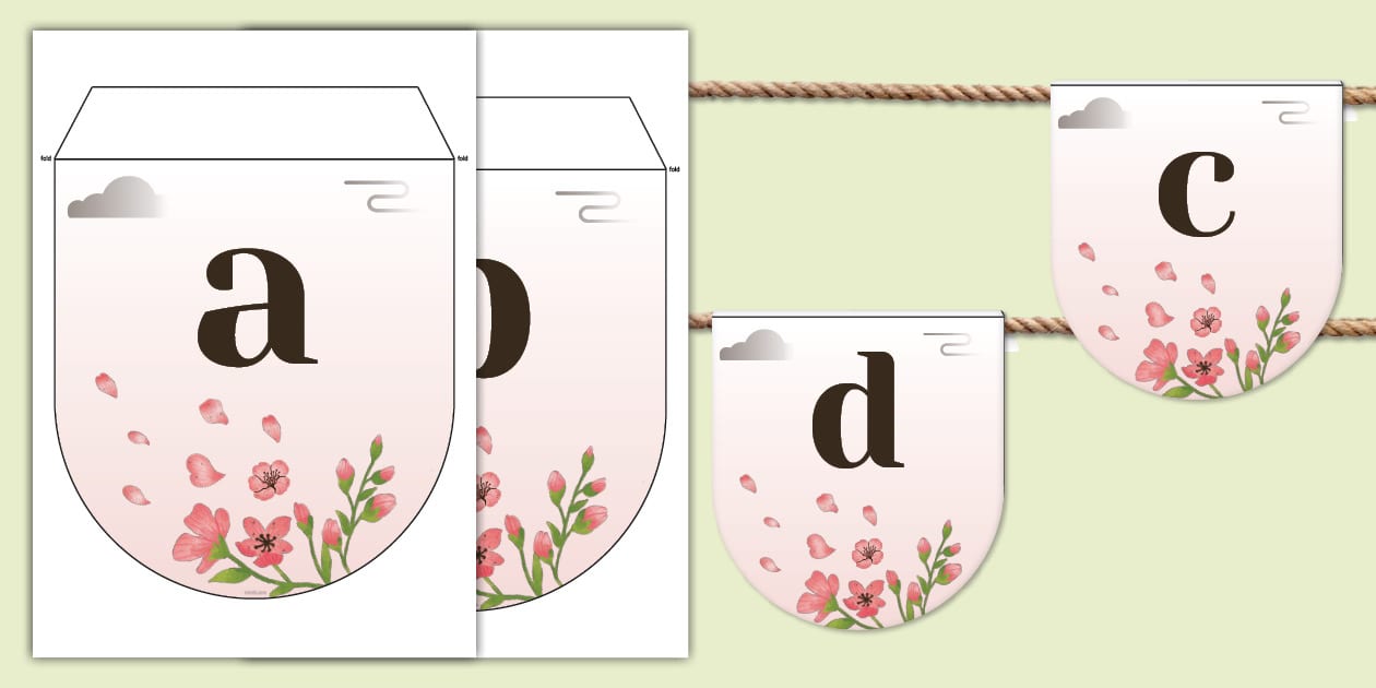 Sakura-Themed Lower Case Alphabet Display Bunting - Twinkl