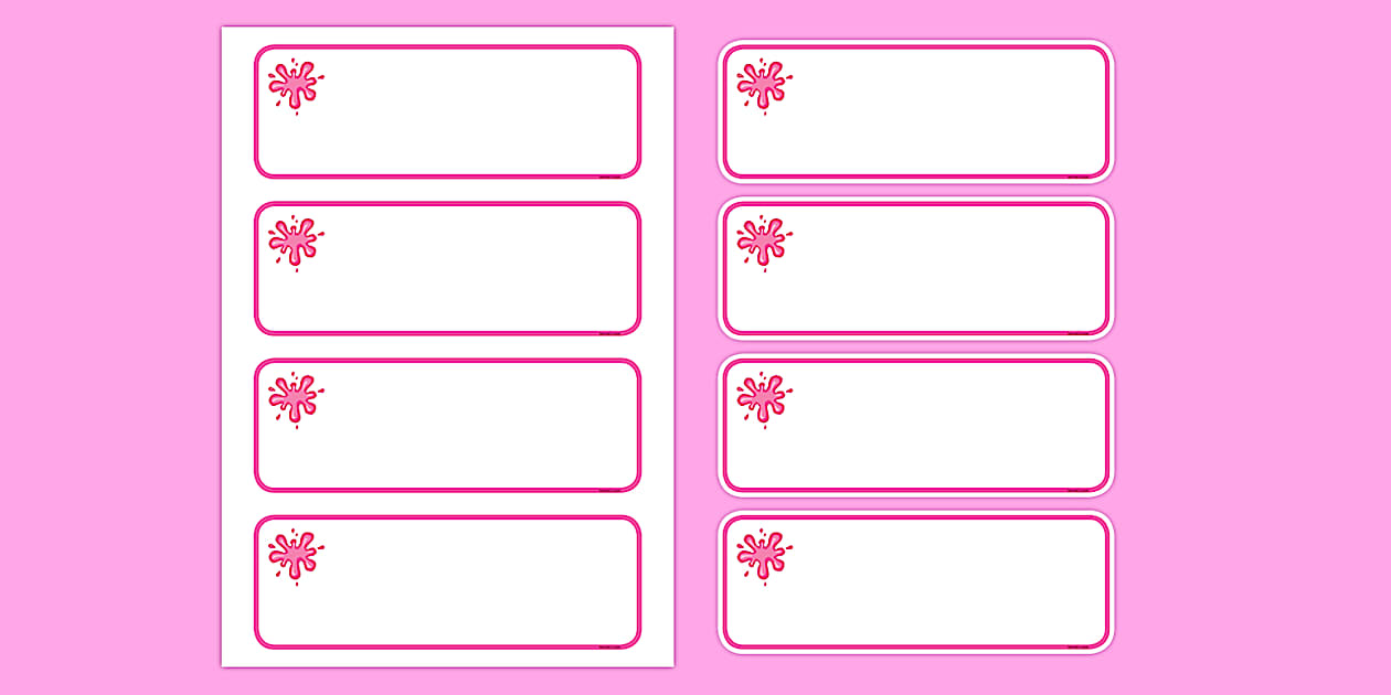 Pink Themed Editable Drawer-Peg-Name Labels (Colourful)