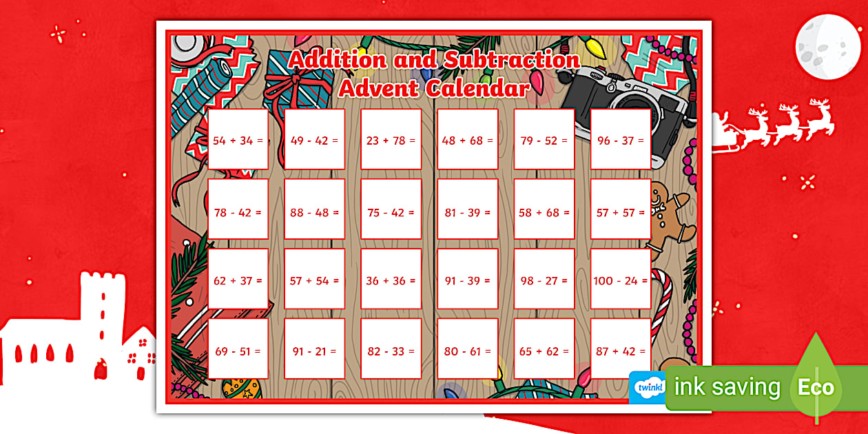 Addition and Subtraction Maths Advent Calendar Twinkl
