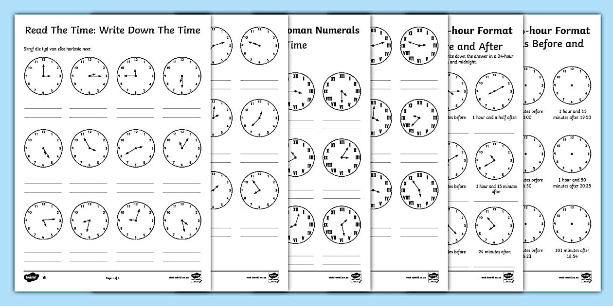 Grade 6 Maths Read and Write the Time Activity
