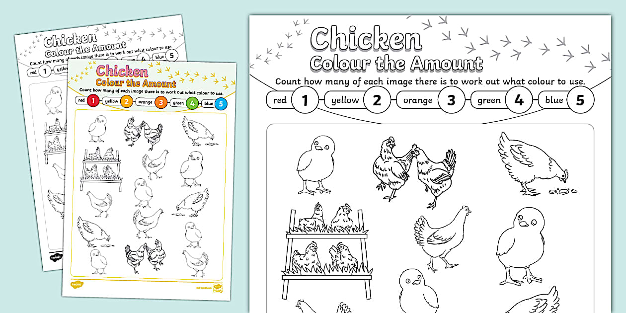 👉 Chicken Colour the Amount Worksheet (professor feito)