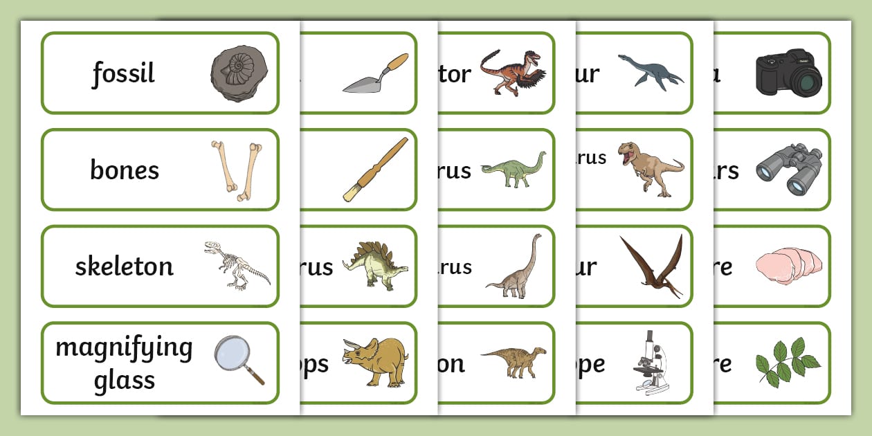 Dinosaur Word Cards - Primary Teaching Resources