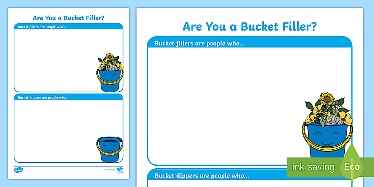 Printable Bucket Filler Template Elementary Resources