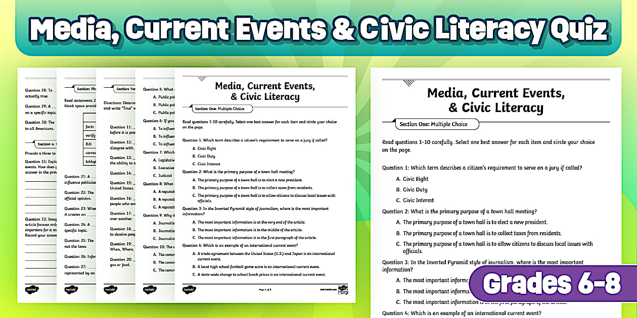 Media, Current Events & Civic Literacy Quiz