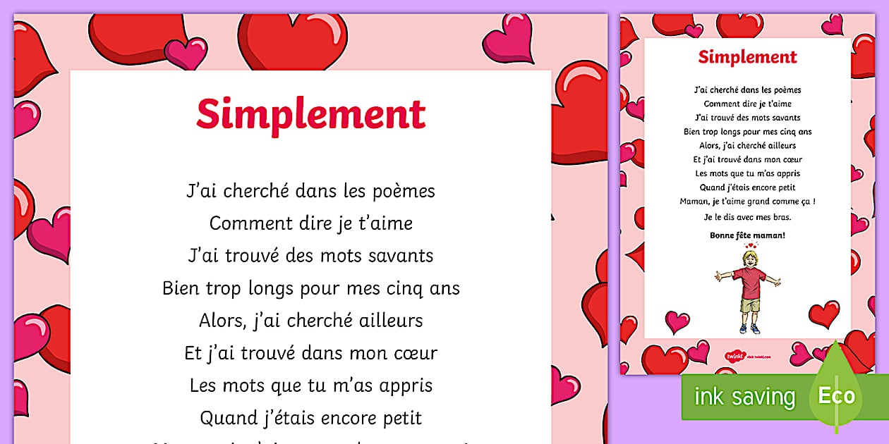 Black and White Poème : Simplement - La fête des mères