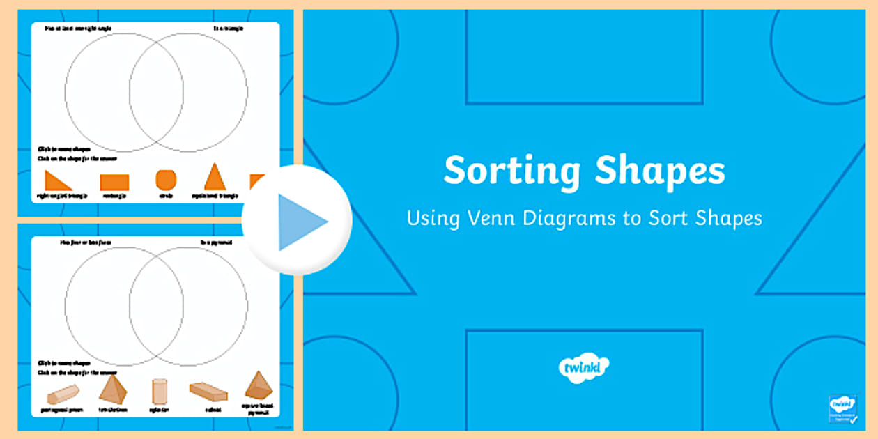 Sorting 2D and 3D Shapes in a Venn Diagram PowerPoint