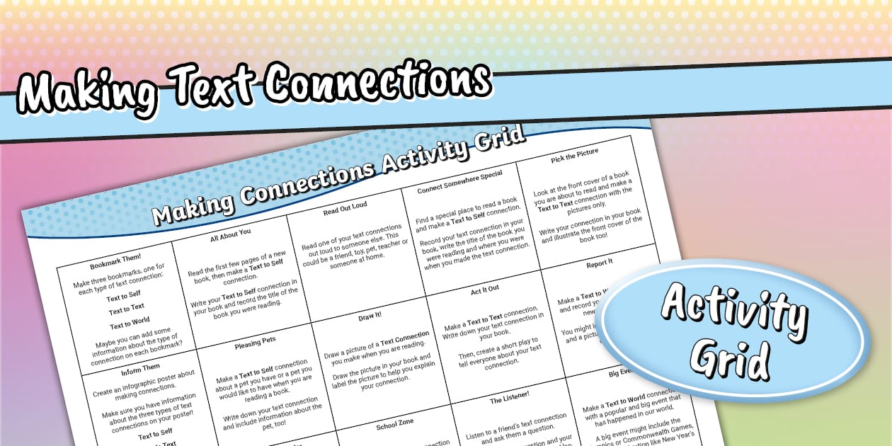 Text Connections Activity Grid for Making Connections