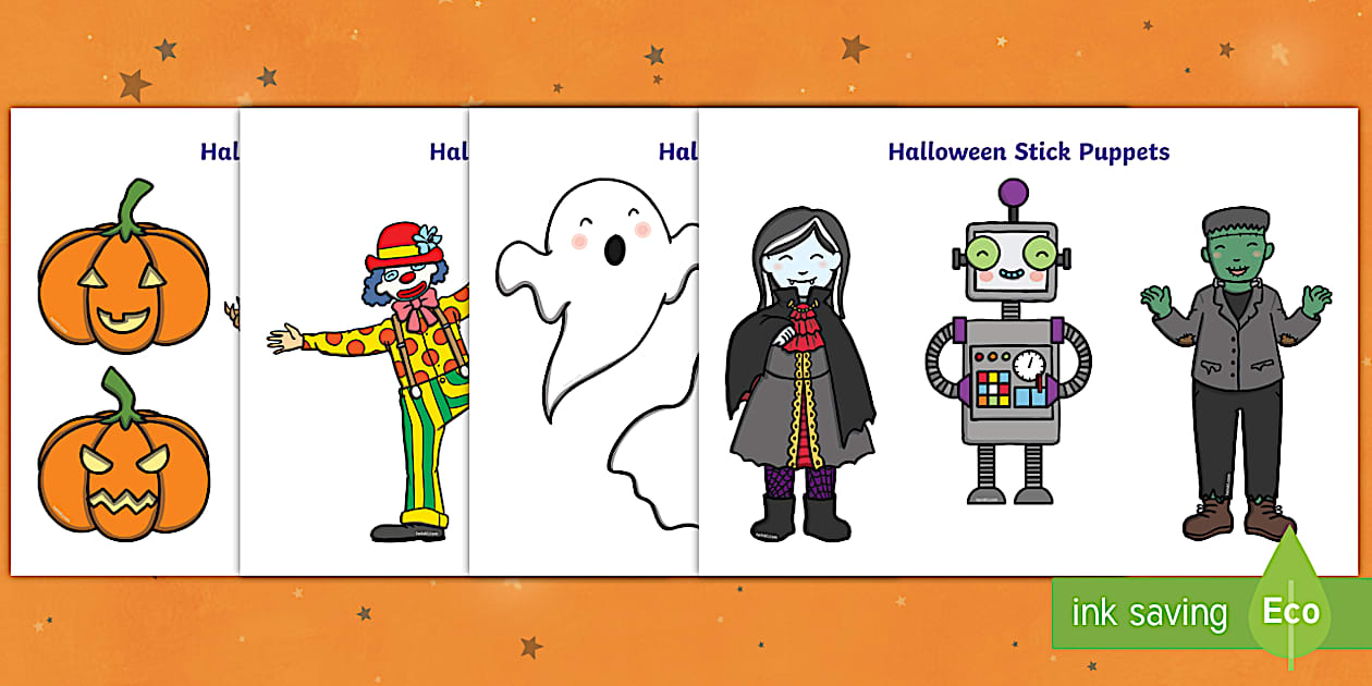 Halloween Haunted House Aistear Stick Puppets