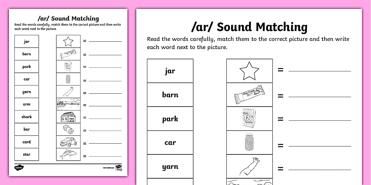 ar Sound Matching Activity Sheet teacher Made Twinkl ar Sound Matching Activity Sheet teacher Made Twinkl
