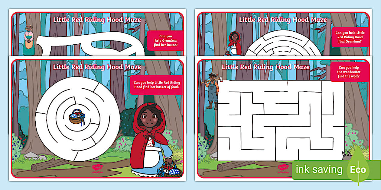 Little Red Riding Hood Differentiated Maze Worksheet / Worksheet Pack,