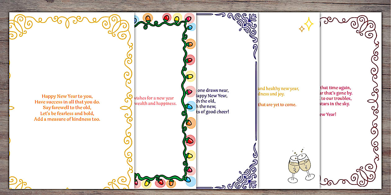 New Year Wishes Card Inserts | Twinkl Party (teacher made)