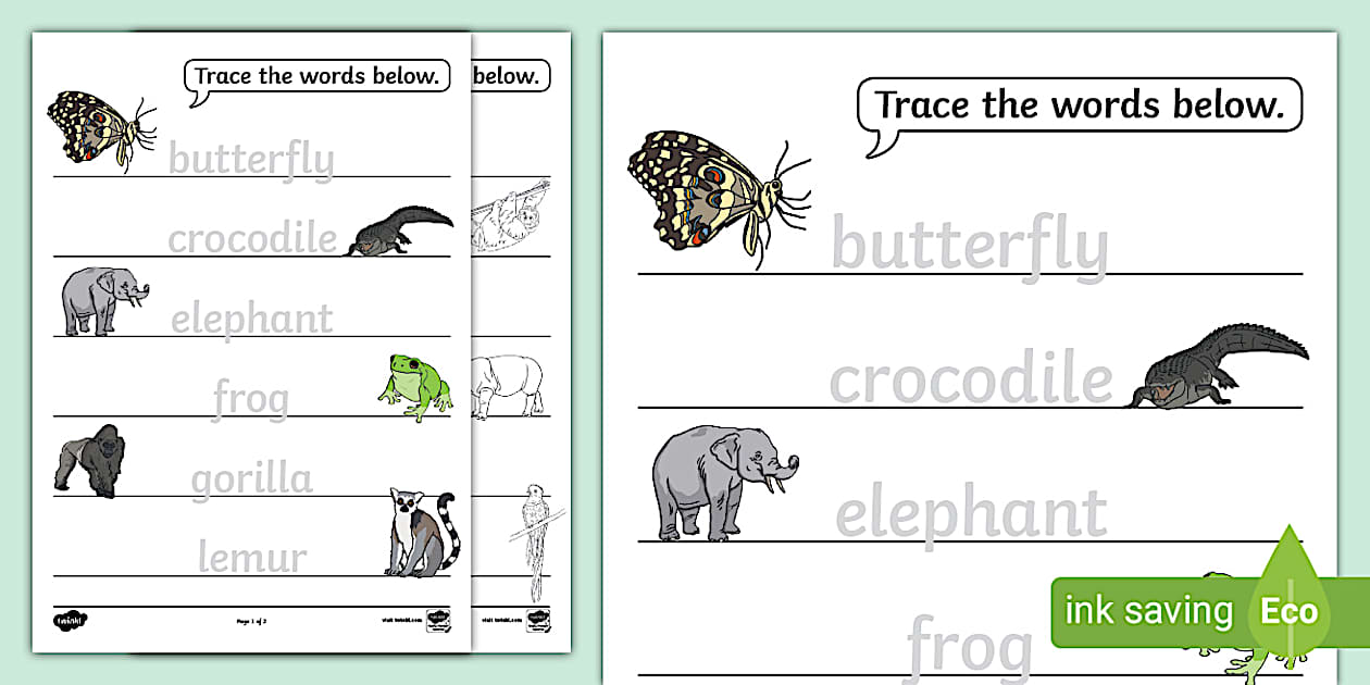 Jungle Animals Trace the Words Worksheet / Worksheet The Great Pet Sale