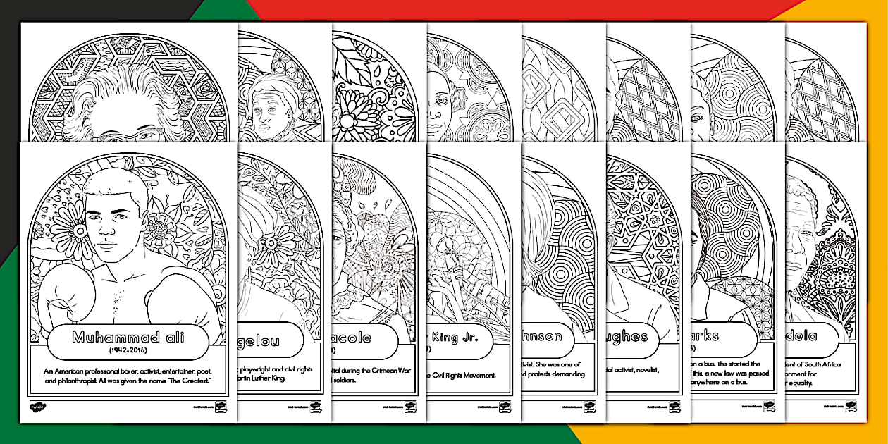 Black History Month Significant People Coloring Posters