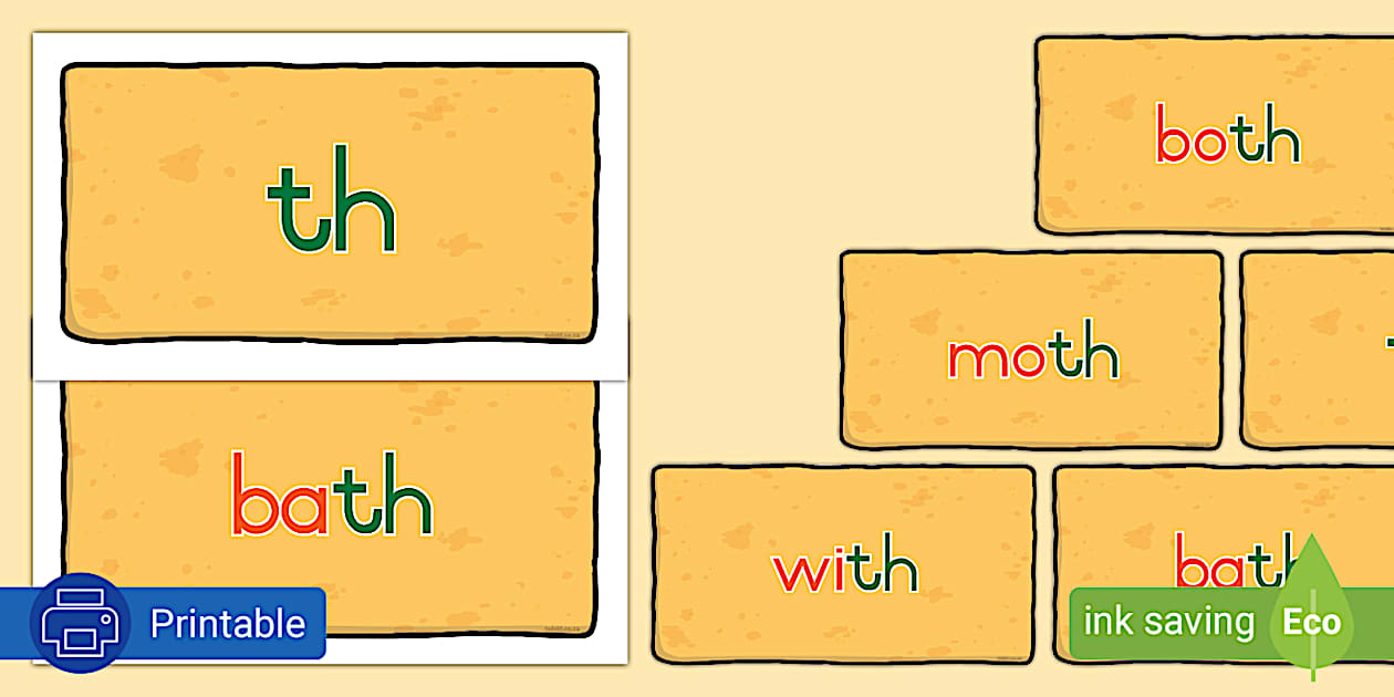 Th Card Grade 2 Phonics: -th Word Wall Cards