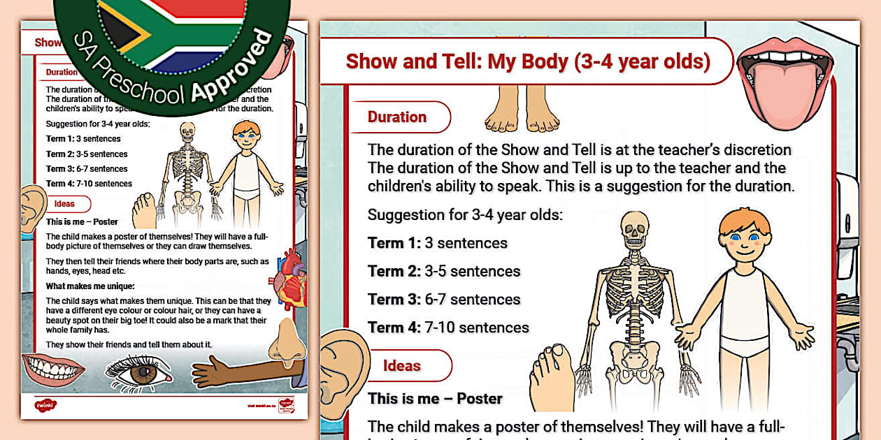 My Body: Show and Tell Ideas (Ages 3-4) (teacher made)