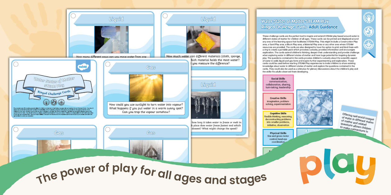 Water States of Matter STEAM Play Ringed Challenge Cards