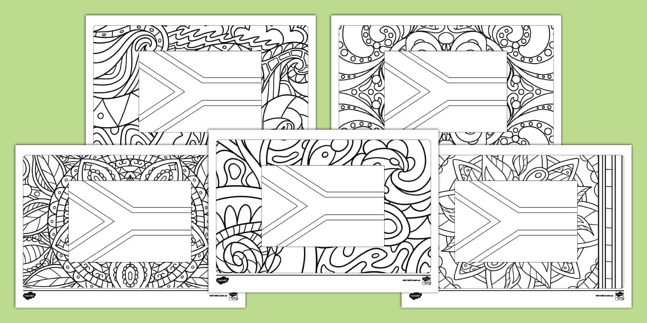 Sab Colouring South Africa Flag Mindfulness Colouring Sheets
