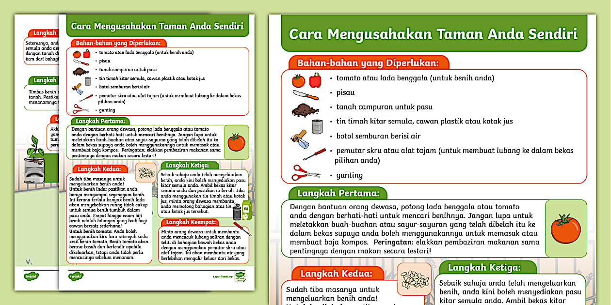 Cara Mengusahakan Taman Anda sendiri - Arahan (teacher made)