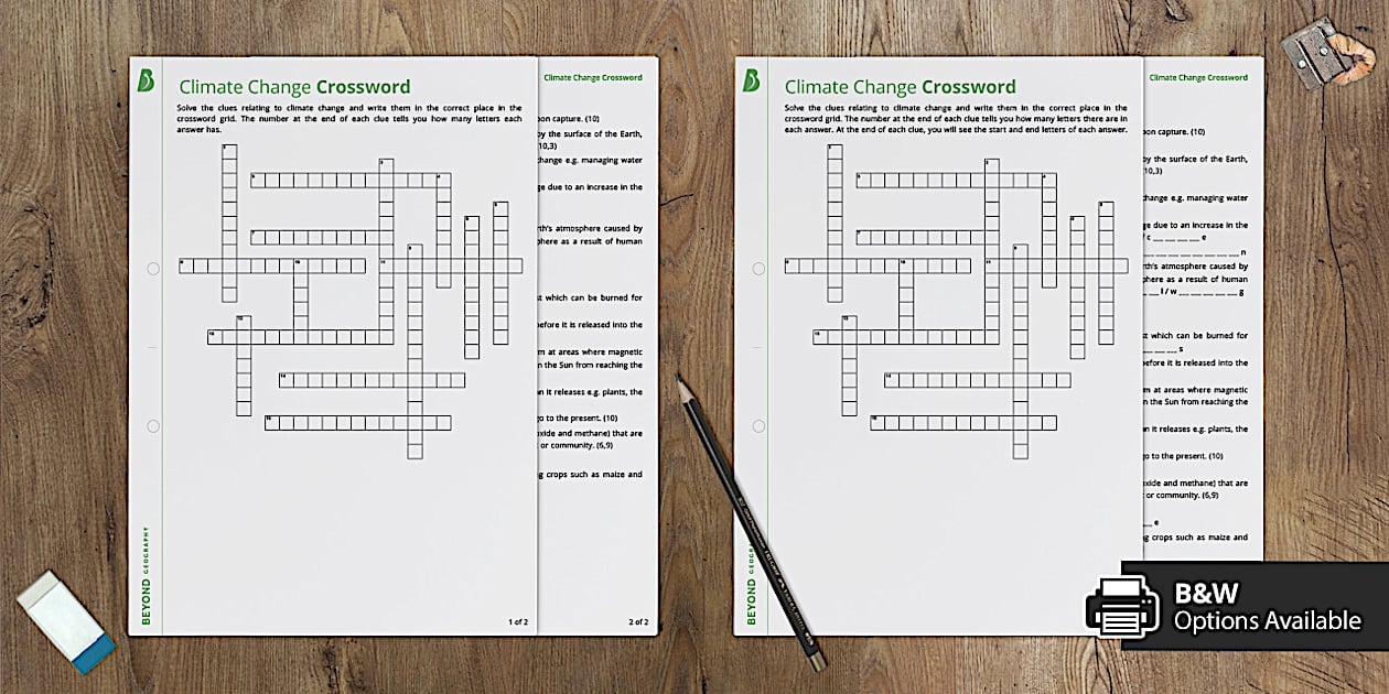 Climate Change Crossword (teacher made) Twinkl