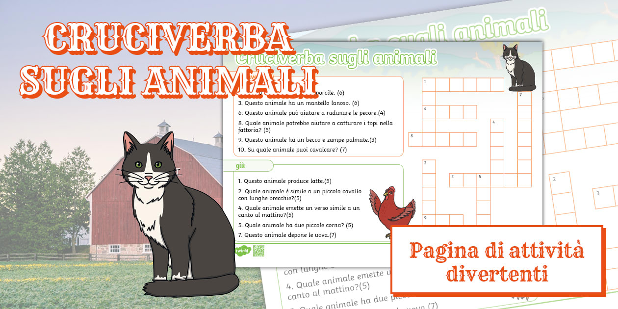 Cruciverba sugli animali della fattoria