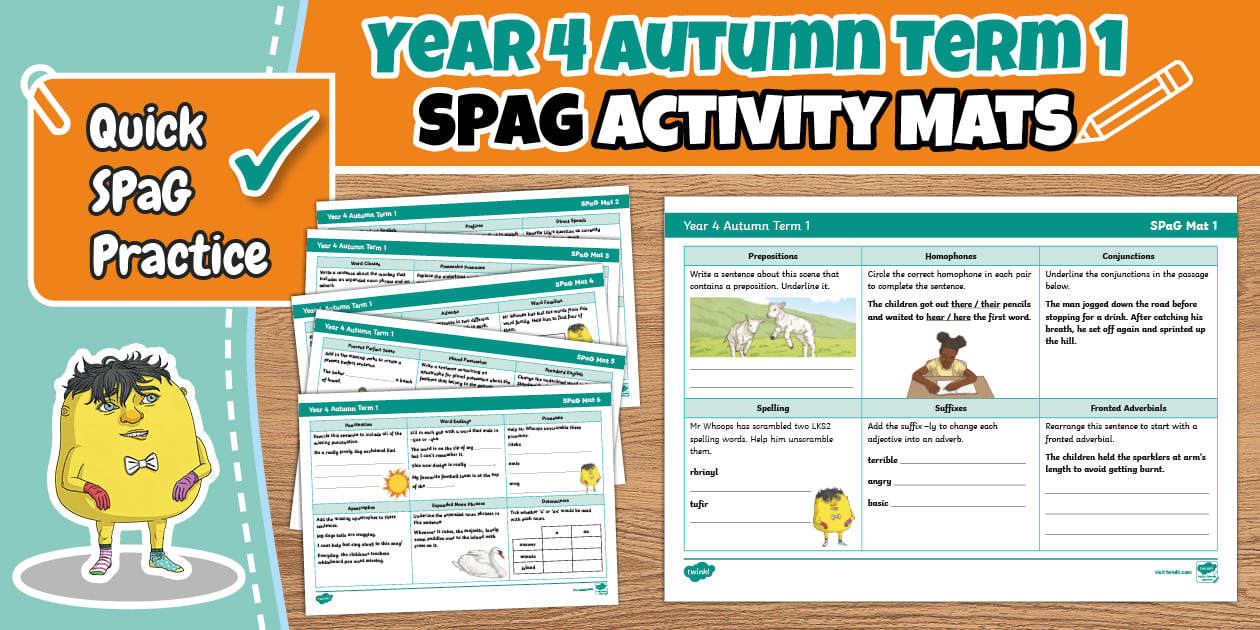 Year 4 Autumn Term 1 SPaG Activity Mats - Twinkl - KS2