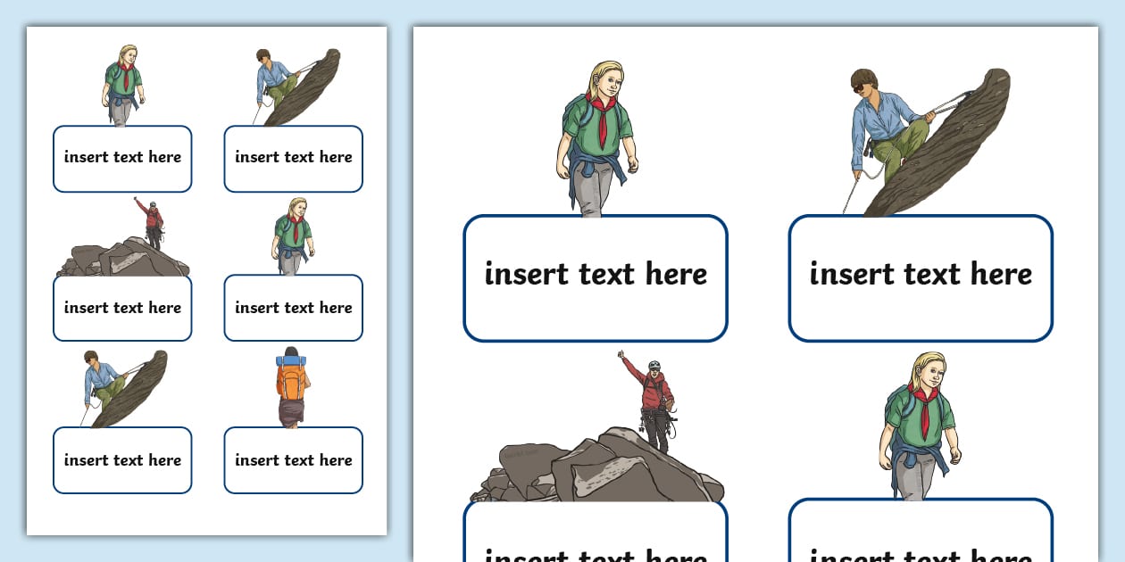 Mountain Climber Editable Self Registration Labels Twinkl