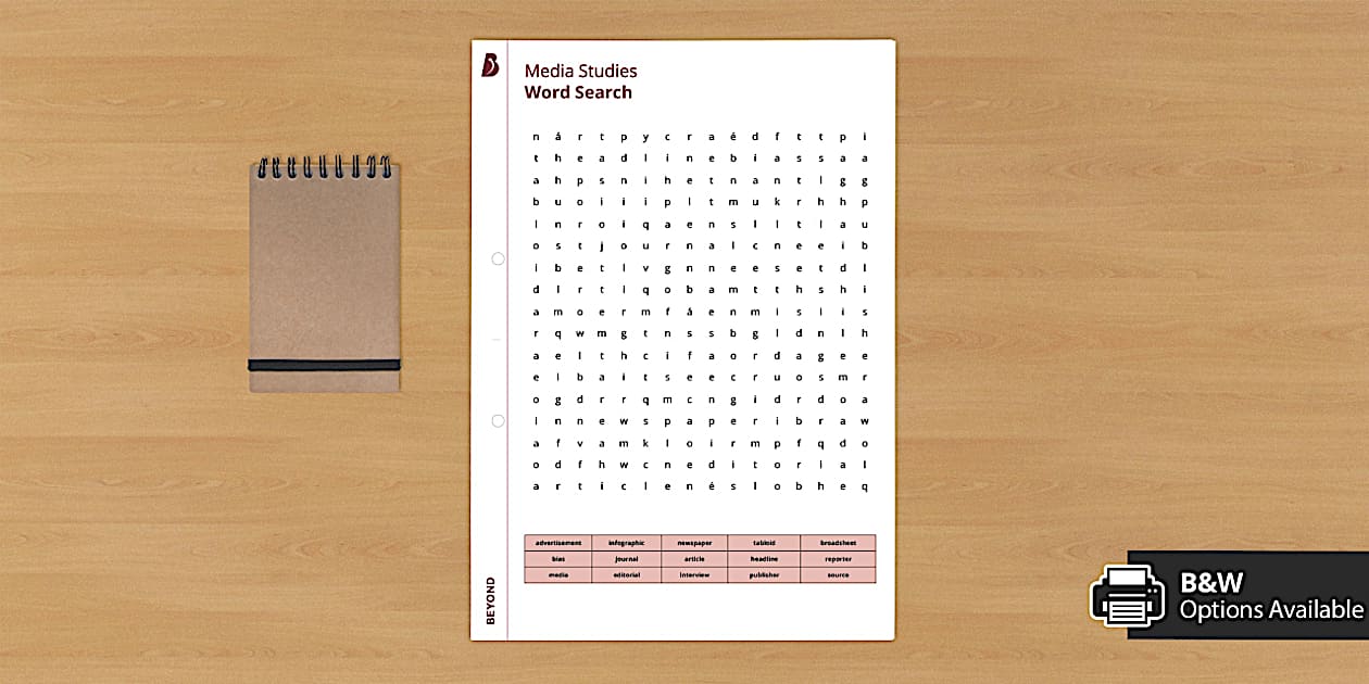 Media Studies Word Search (teacher made) Twinkl