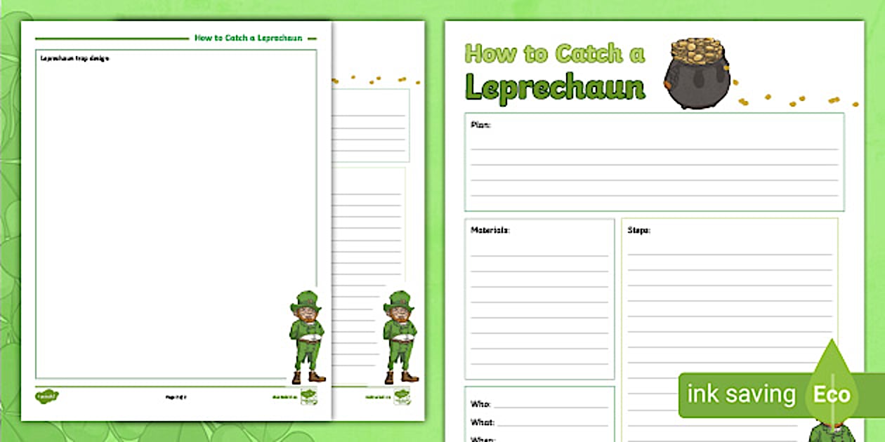 How to Catch a Leprechaun Worksheet / Worksheet Twinkl