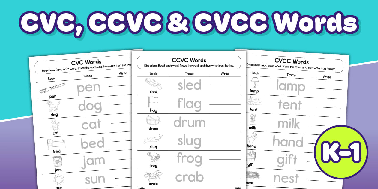 CVC, CCVC, and CVCC Worksheet