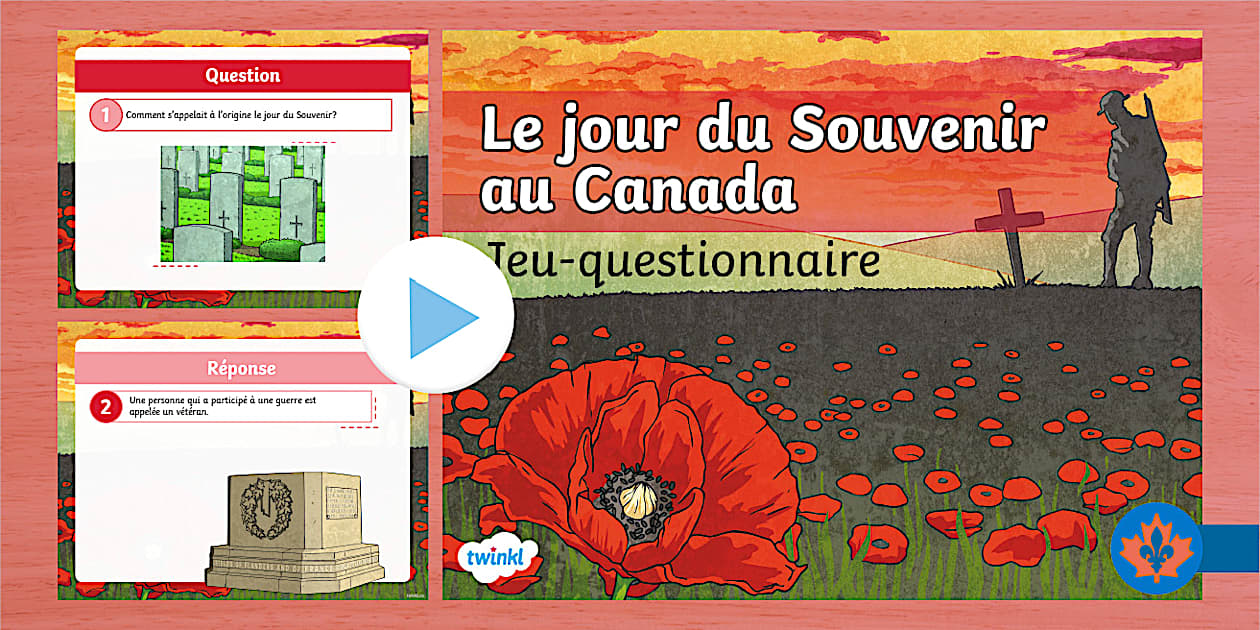 Remembrance Day in Canada PowerPoint Quiz French - Twinkl
