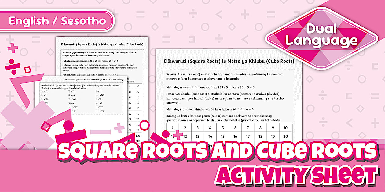 Square Roots Grade 7 Example Grade7 Maths Term1 Square Roots and Cube Roots -Sesotho/Engl