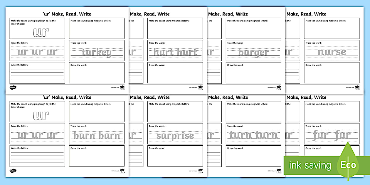 'ur' Sound Make Read Write Activity Mat (teacher made)