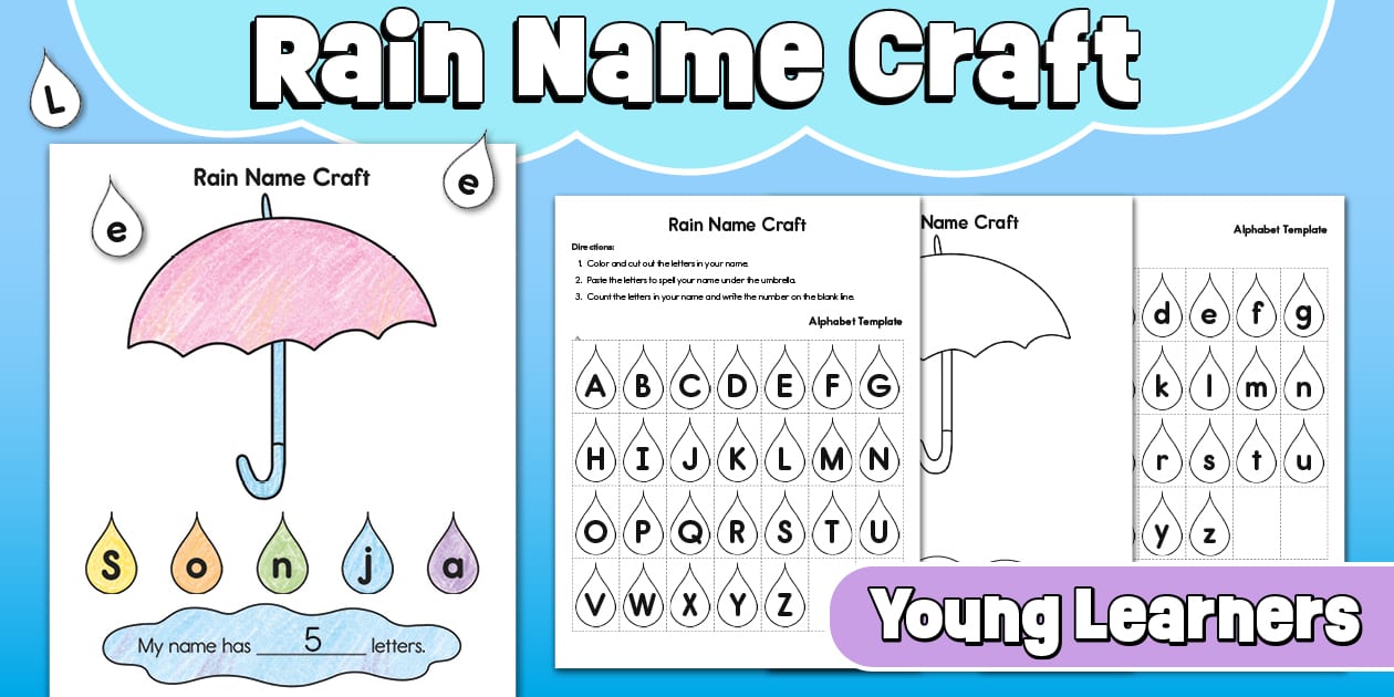 Rain Name Cut and Paste Craft