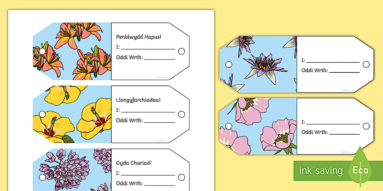 Flower Shop Gift Labels Welsh