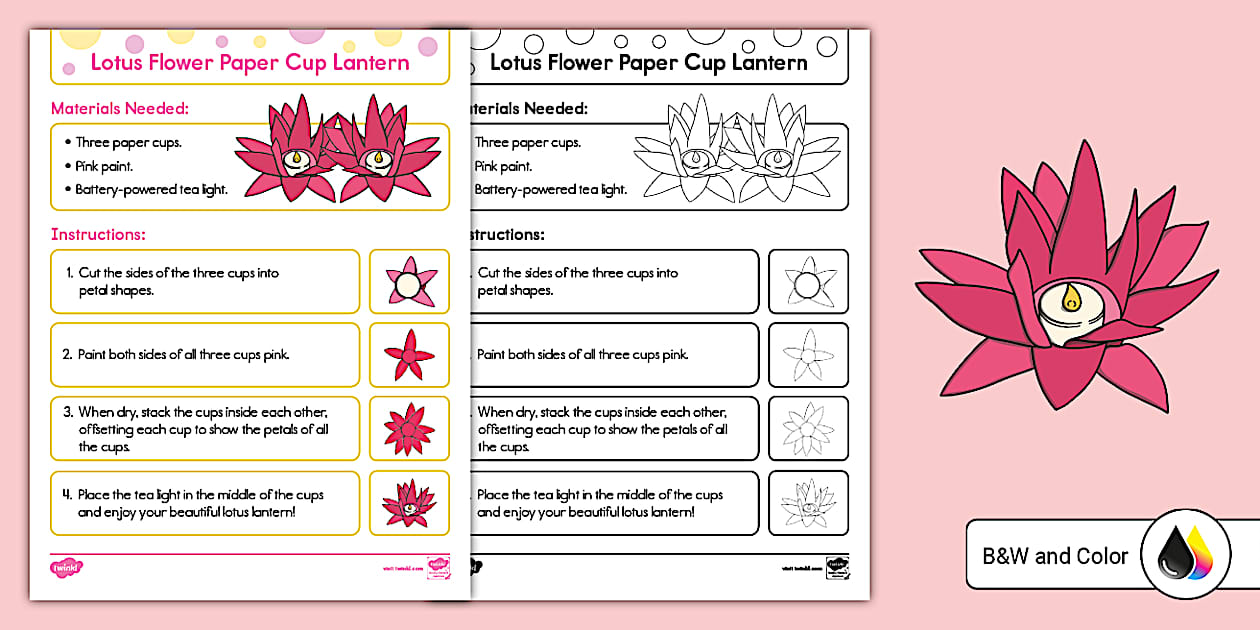 Lotus Flower Paper Cup Lantern Craft (teacher made) - Twinkl