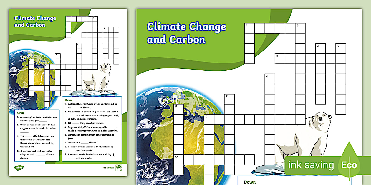 Climate Change and Carbon Crossword (Teacher Made) Twinkl