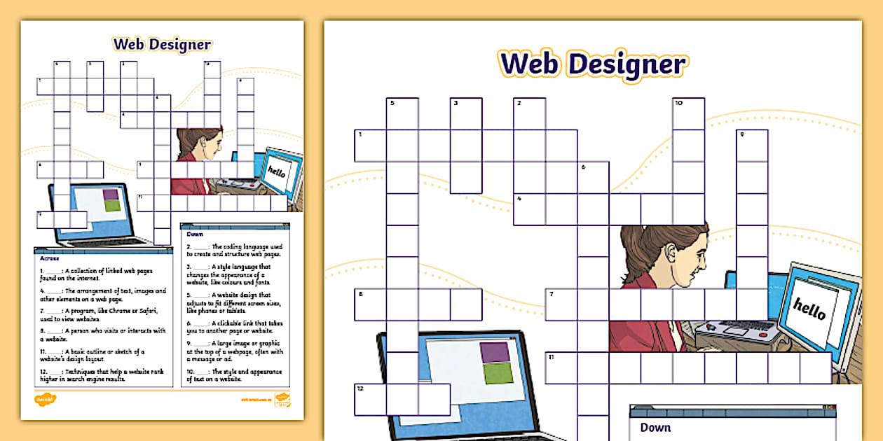 Web Designer Crossword (teacher made) - Twinkl