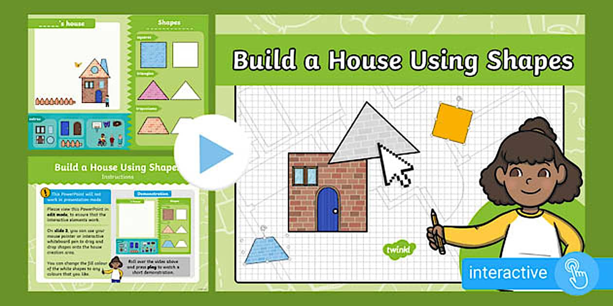 Build a house using shapes interactive powerpoint twinkl