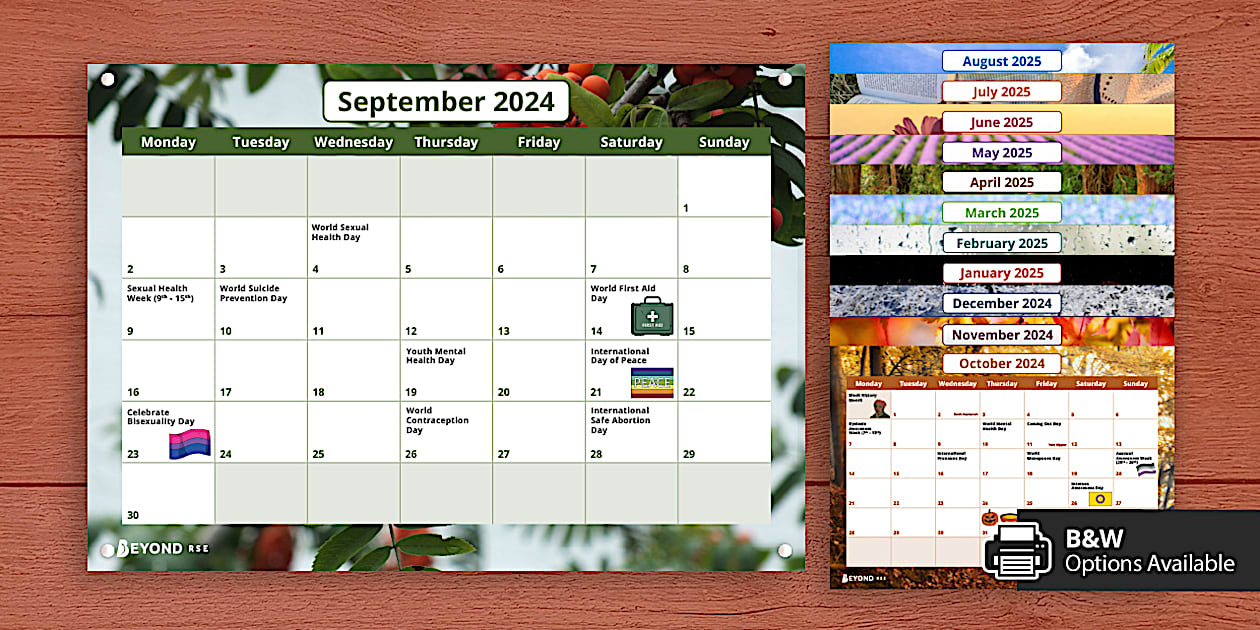 RSE Calendar Teacher Guidance Beyond (teacher made)