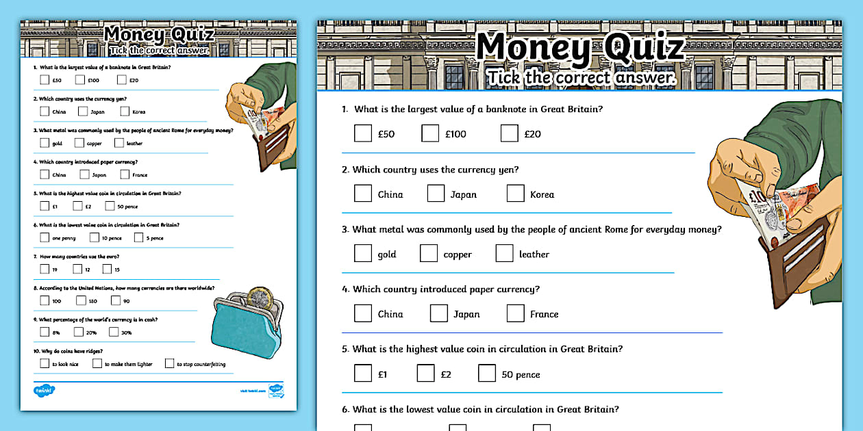 Money General Knowledge Quiz (Teacher-Made) - Twinkl