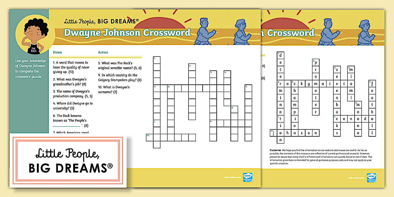 FREE Little People Big Dreams: Dwayne Johnson Crossword