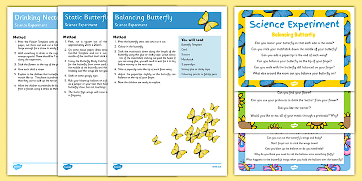 EYFS Butterfly Life Cycle Science Experiments Pack - Twinkl