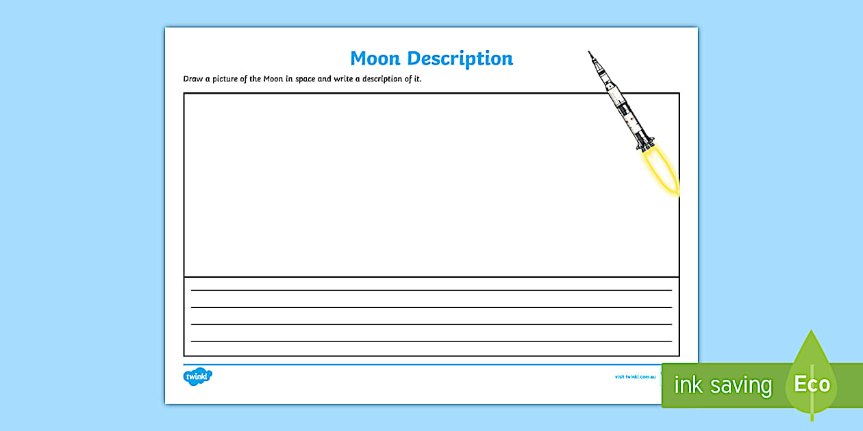 TAS Moon Description Worksheet (teacher made) - Twinkl
