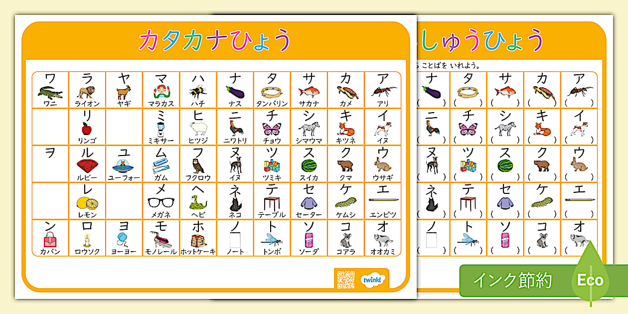 カタカナ表 | 五十音・関連語・イラスト付 | 子供の教材