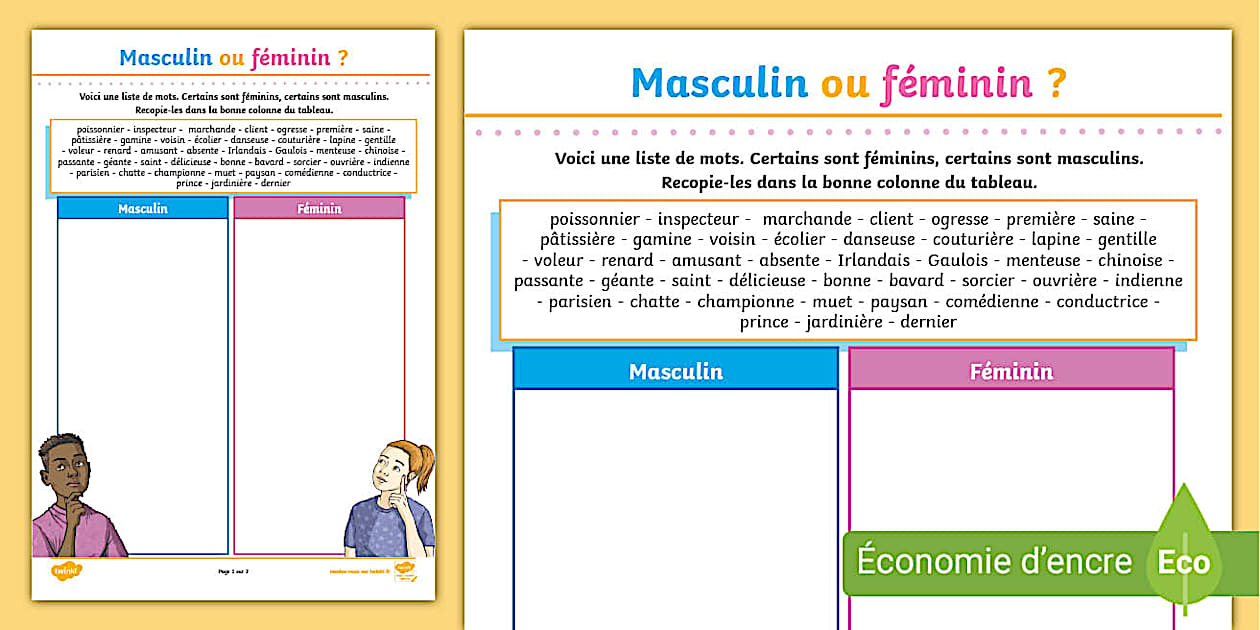 Masculin ou féminin CP (l