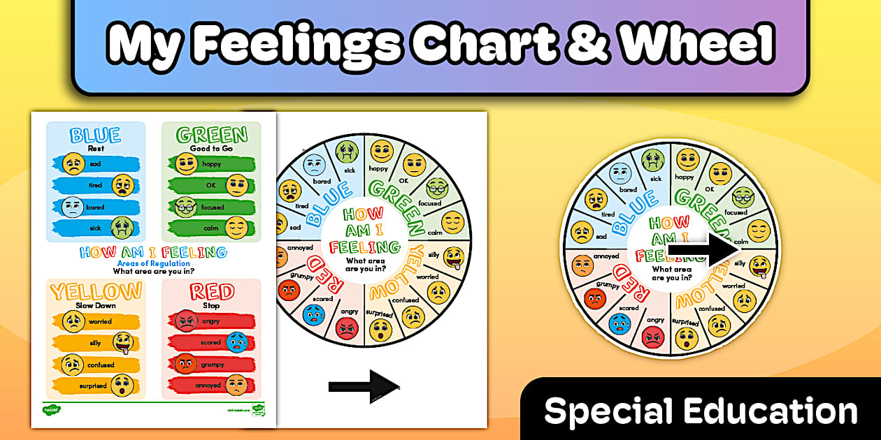 How I Am Feeling Wheel and Chart for Special Education