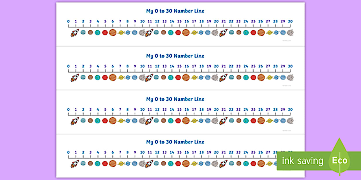0-30 Number Line (Space) - Twinkl