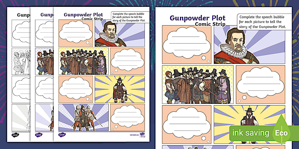 Finish the Gunpowder Plot Comic Strip Worksheet - Twinkl